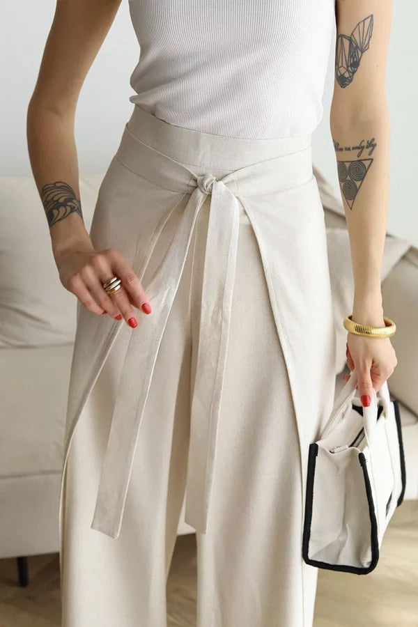 Ellie™ | ROSETTA WIDE CUT LINEN TROUSERS