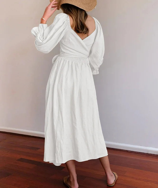 Holly™ | FRENCH DRESS WITH RUFFLED SLEEVES