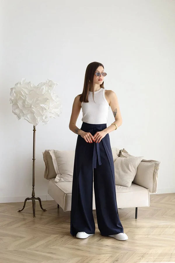 Ellie™ | ROSETTA WIDE CUT LINEN TROUSERS