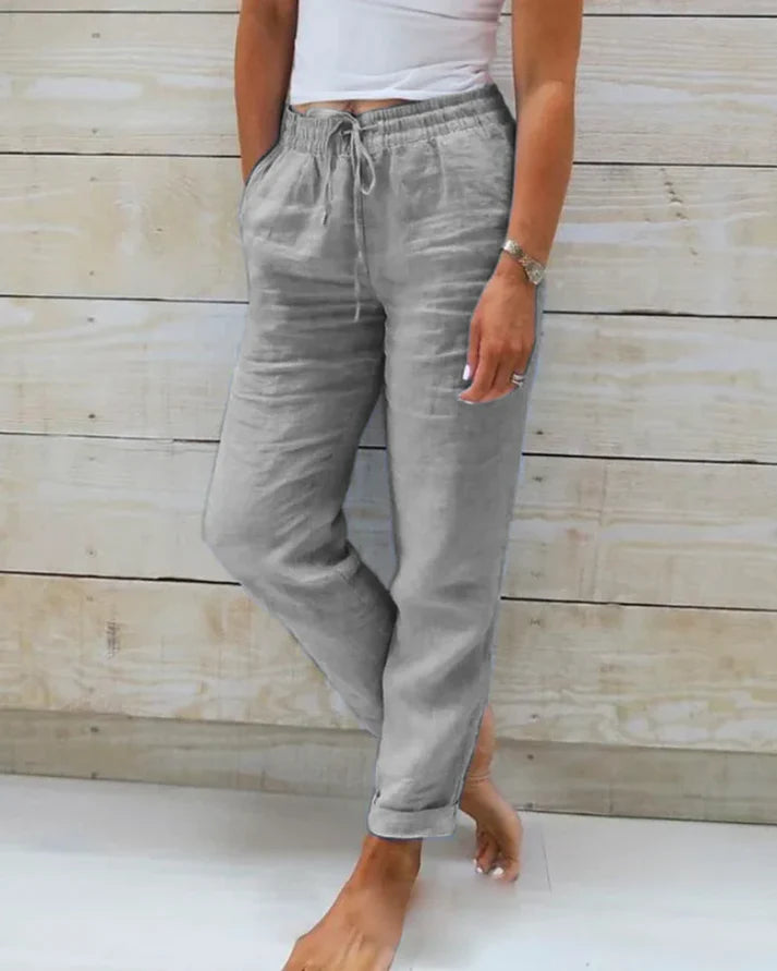 Alice™ | COTTON AND LINEN ELASTICATED TROUSERS