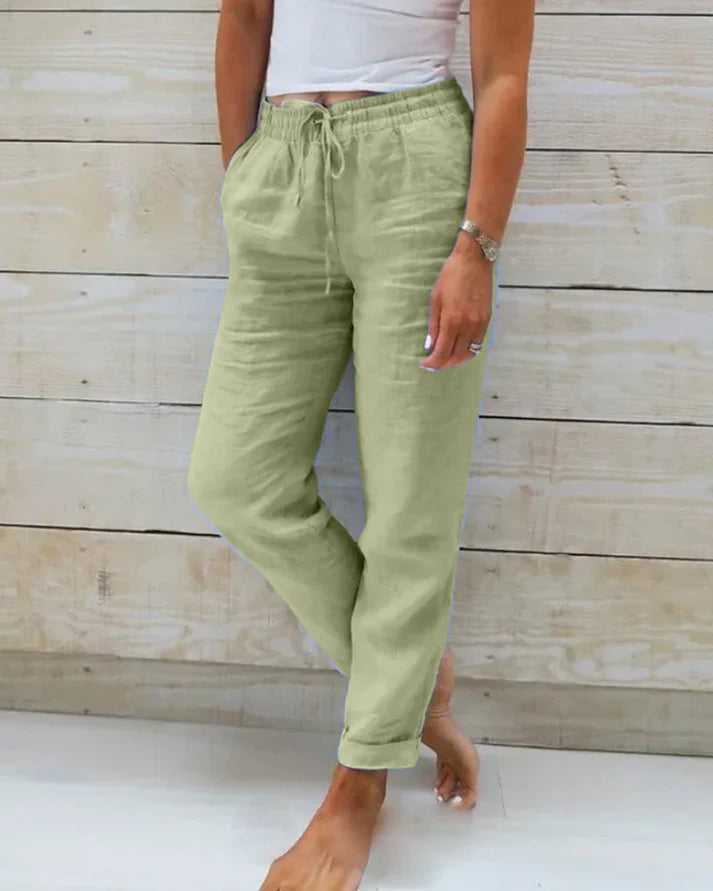 Alice™ | COTTON AND LINEN ELASTICATED TROUSERS