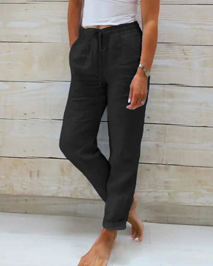 Alice™ | COTTON AND LINEN ELASTICATED TROUSERS