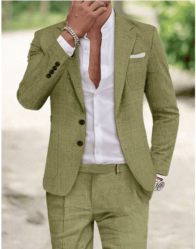 Christopher | Men's Linen Suit with Two Buttons