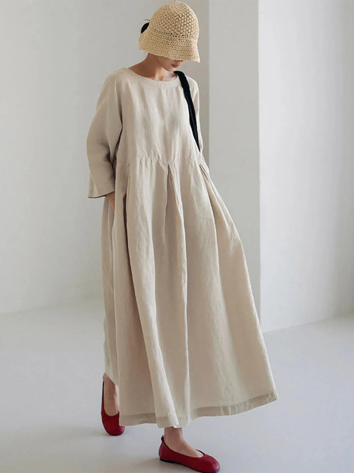 Hannah™ | LOOSE LINEN DRESS WITH SIDE POCKETS