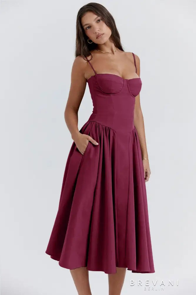 Chloe™ | SLEEVELESS CORSET MIDI DRESS