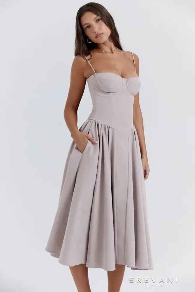 Chloe™ | SLEEVELESS CORSET MIDI DRESS