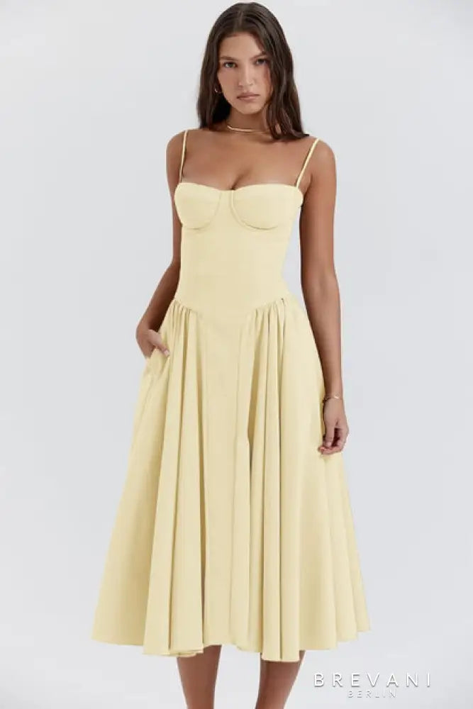 Chloe™ | SLEEVELESS CORSET MIDI DRESS