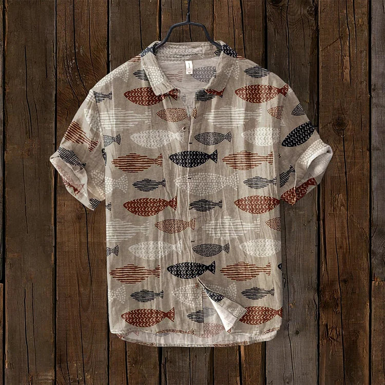 Henry™ | VINTAGE FISH JAPANESE ART LINEN BLEND SHIRT