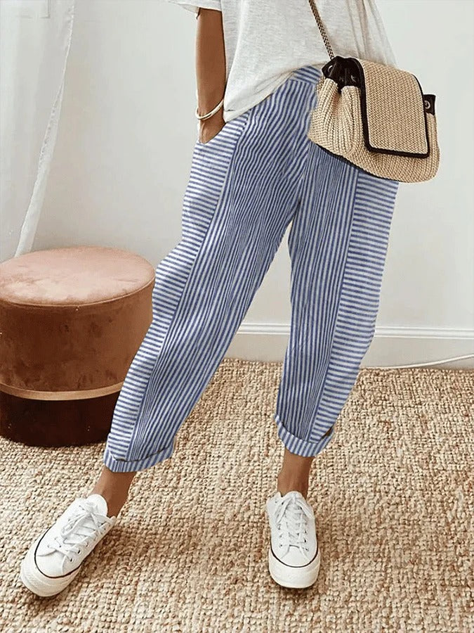 Maya™ | STRIPED COTTON TROUSERS