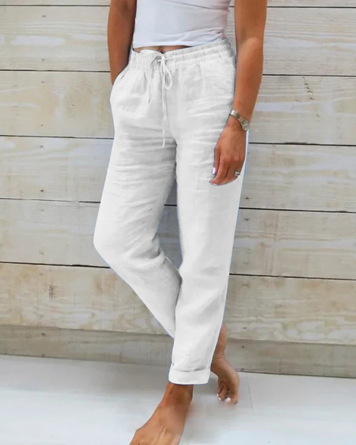 Alice™ | COTTON AND LINEN ELASTICATED TROUSERS