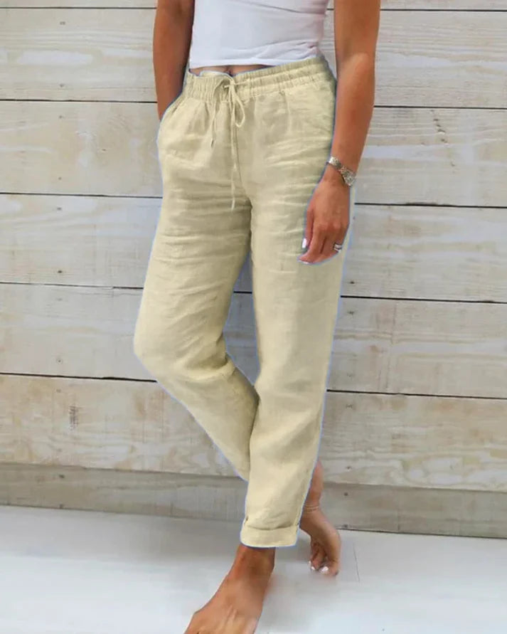 Alice™ | COTTON AND LINEN ELASTICATED TROUSERS