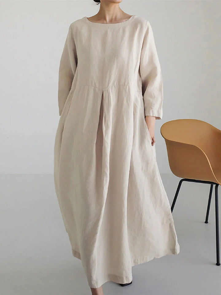 Hannah™ | LOOSE LINEN DRESS WITH SIDE POCKETS