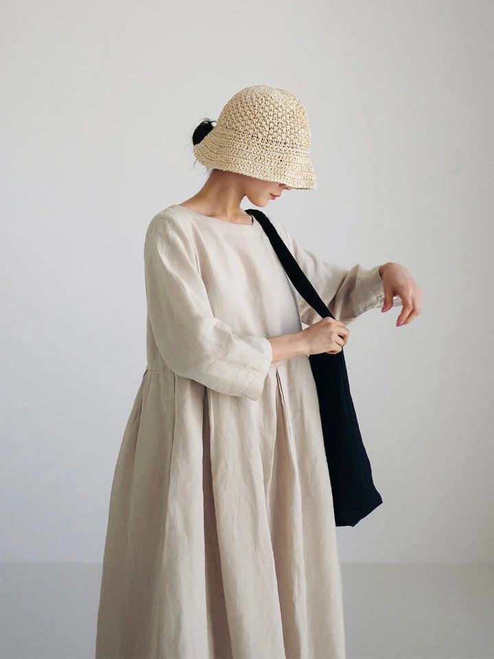 Hannah™ | LOOSE LINEN DRESS WITH SIDE POCKETS