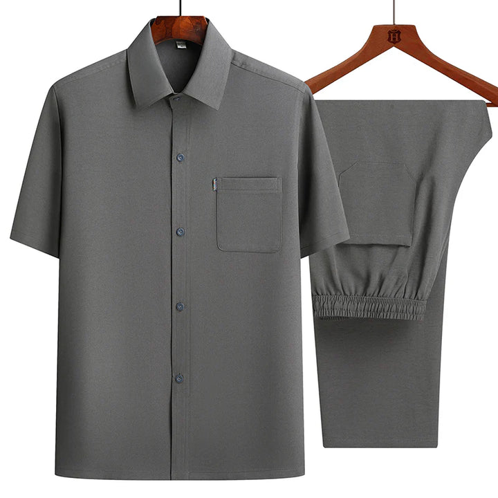 Callum™ | COTTON LINEN SET WITH BUTTON