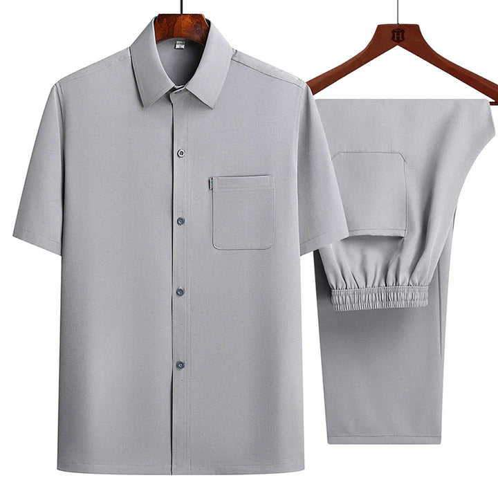 Callum™ | COTTON LINEN SET WITH BUTTON