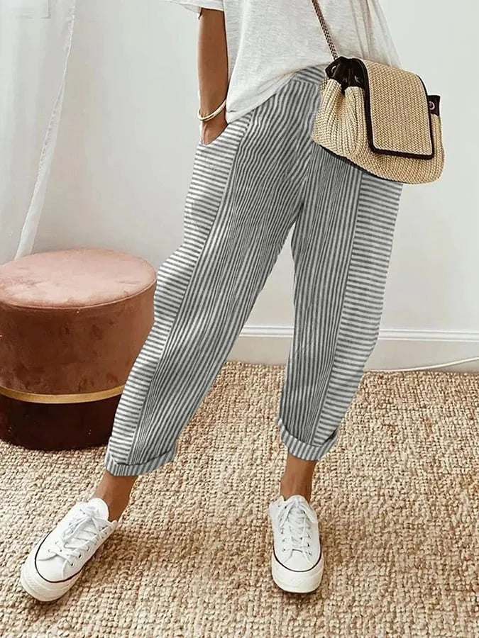 Maya™ | STRIPED COTTON TROUSERS